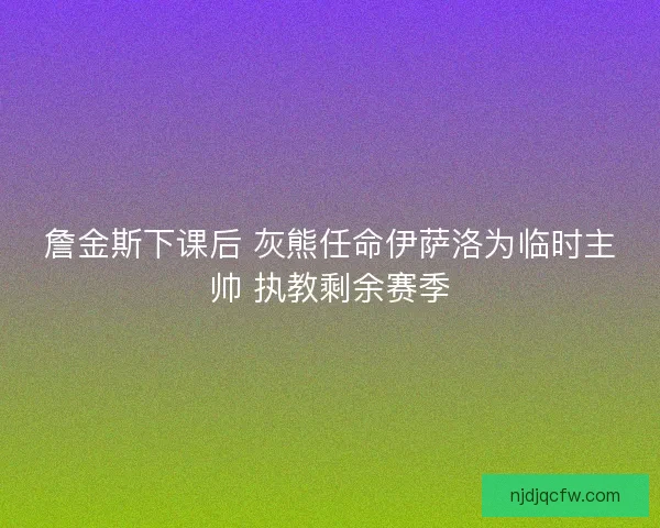 詹金斯下课后 灰熊任命伊萨洛为临时主帅 执教剩余赛季